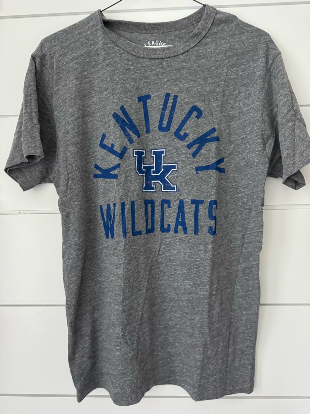 League Gray Heather Tee with White Print